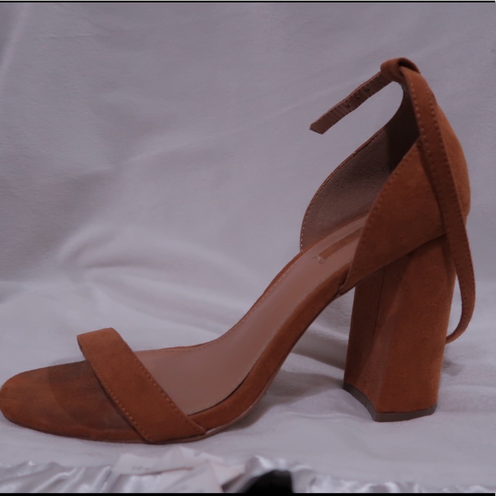 Orange suede heels
